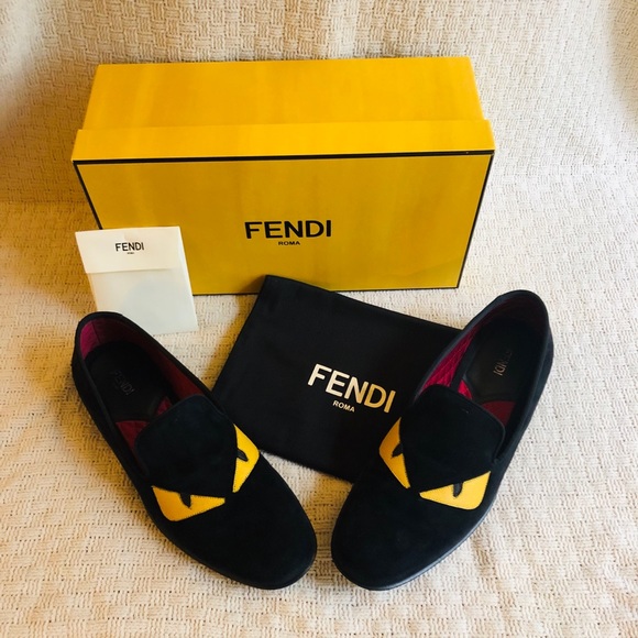Fendi Monster Eyes Suede Evening Black Slipper - Picture 2 of 8